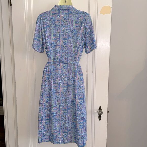 Vintage 60s Shelton Strollers Blue, Pink, Green & White Short Sleeve Dress - Picture 7 of 8